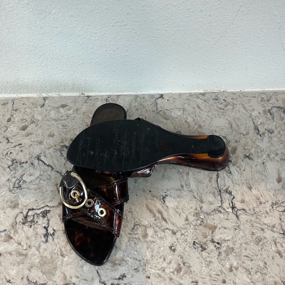 Stuart Weitzman Brown Sandals with Gold Accents - Picture 5 of 7